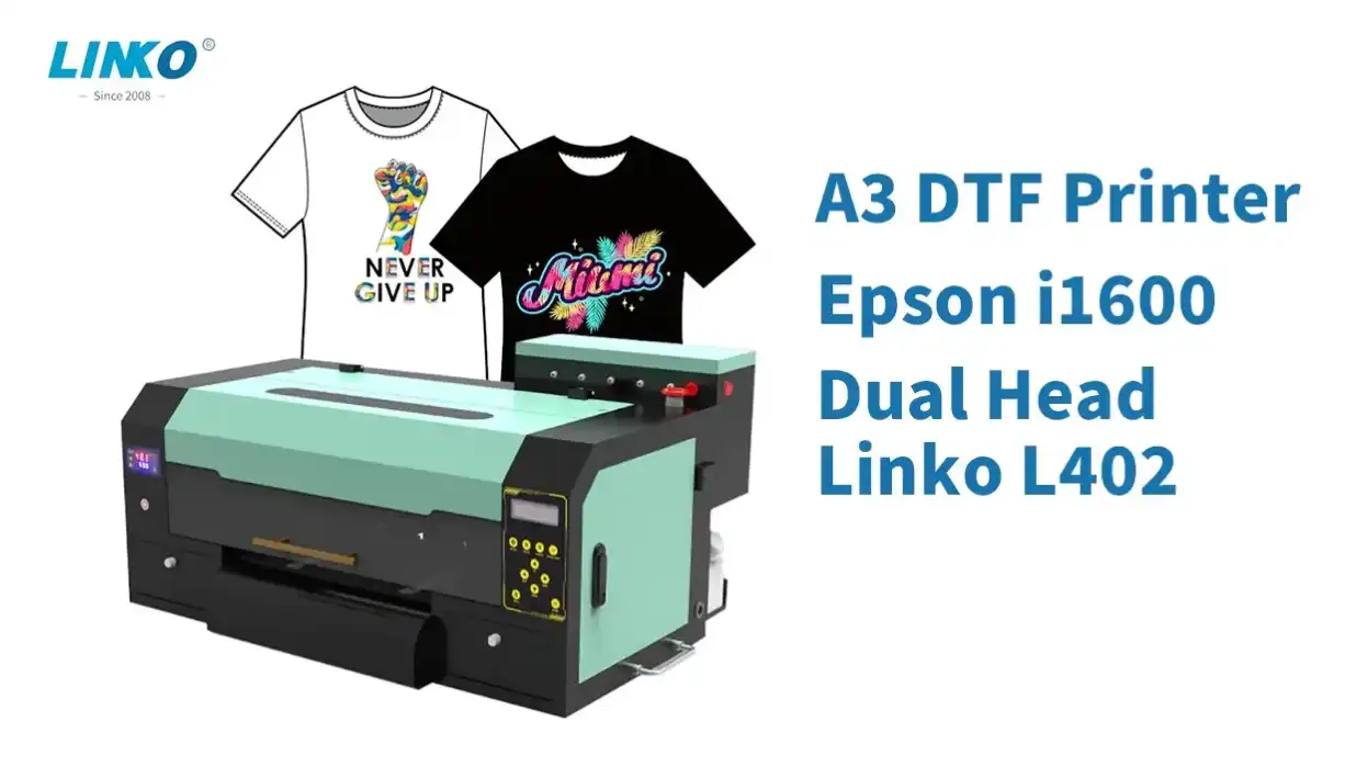 Linko L402 Epson-i1600 Dual Head Desktop Roll A3 DTF Printer-видеообложка